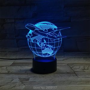 Veilleuses Air avion 3d lampe atmosphère lumière la Pearth acrylique lampes de Table chambre décoration créatif cadeau jouets