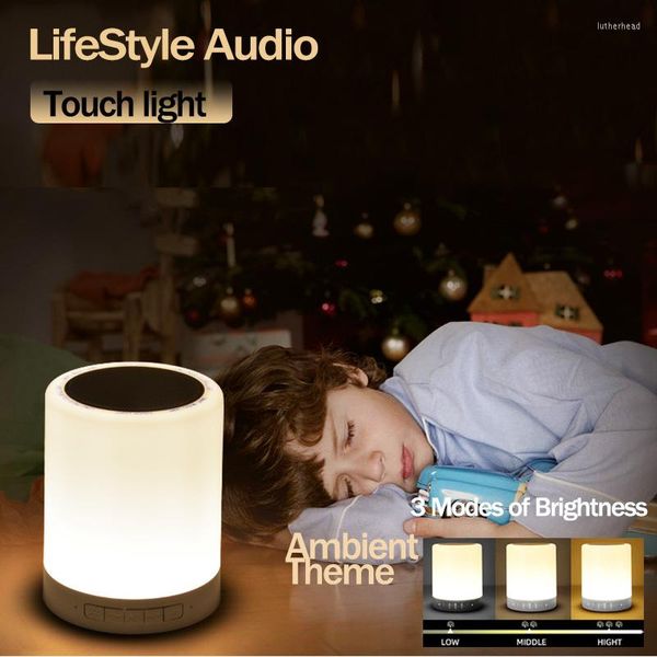 Luces nocturnas Despertadores Altavoz Bluetooth inalámbrico Control táctil Digital LED Wake Up Light Reloj de mesa Decoración para el hogar