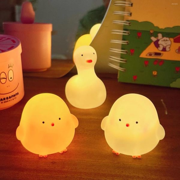 Luces nocturnas viñetas de animales, pato, pollo, Led para luz suave, iluminación decorativa para dormitorio de bebés y niños, decoración del hogar