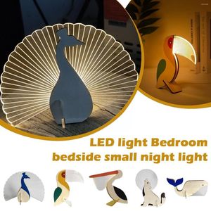 Nachtlichten Animal Fun Light Oplaadbare draagbare bureaulamp schattig huis acryl slaapkamer lampenkap Warm creatief geel ornam y3n5