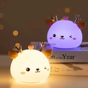 Nachtlichter, Tier-Nachtlicht, Silikon, Hirsch, Wolke, Kaninchen, Katze, Lampe, Berührungssensor, Fernbedienung, RGB-LED-Nachtlampe für Kinder, Baby, Geschenk, YQ231009