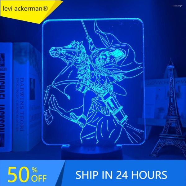 Veilleuses Anime attaque sur Titan 3d lampe Erwin Smith lumière pour chambre décoration enfants cadeau LED