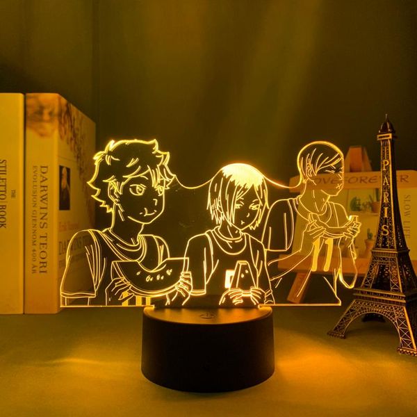 Luces nocturnas, lámpara Led de Anime Haikyuu para decoración de dormitorio, regalo de cumpleaños, luz nocturna alimentada por batería, Gadget de Manga, luz de sandía Haikyu