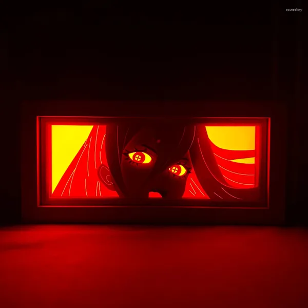 Veilleuses Anime boîte à lumière LED tronçonneuse Figure puissance pour la maison chambre décor veilleuse ombre Manga tronçonneuse Lightbox