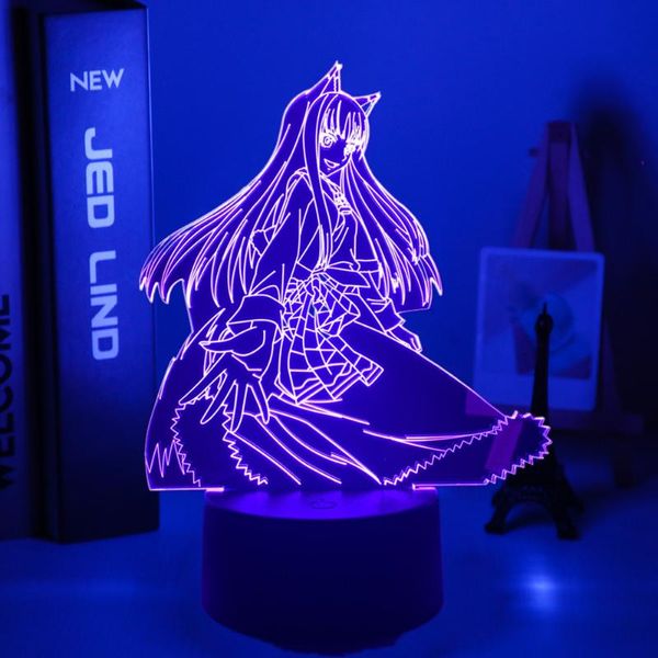 Luces nocturnas Anime Led Light Spice And Wolf Holo Figura para decoración de dormitorio Nightlight Manga Regalo de cumpleaños Habitación Lámpara 3d AcrylicNight LightsNig