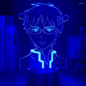 Nachtverlichting Anime Light Het rampzalige leven van Saiki K Led voor slaapkamerdecoratie Kleurrijk nachtlampje Cadeau 3D-lamp