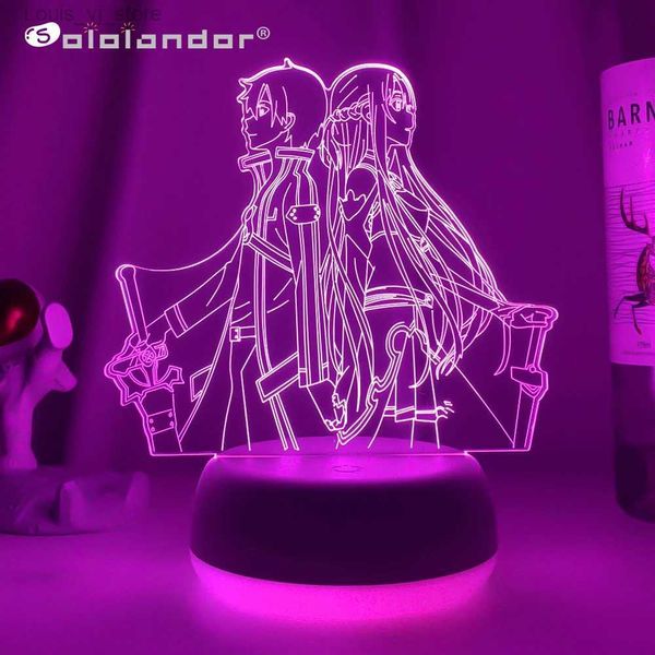 Luces de noche Anime Sword Art Online Figura 3D LED Luz de noche para decoración de dormitorio Luz nocturna Regalo de cumpleaños Lámpara de mesa Manga SAO YQ231204