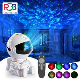 Nachtlichten Astronaut Galaxy Projector Night Light Gift Gift Sky Sky Star USB LED Slaapkamer Nachtlamp kind Verjaardag Decoratie afstandsbediening P230331