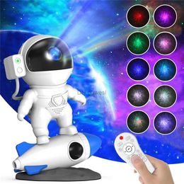 Veilleuses astronaute galaxie ciel étoilé veilleuse télécommande fusée nébuleuse lampes de Projection pour noël enfants YQ240207