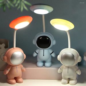 Nachtverlichting Astronaut Vorm Tafellamp USB Opladen Studentenslaapzaal Bedlampje LED 360° Opvouwbaar Voor Slaapkamer Woonkamer