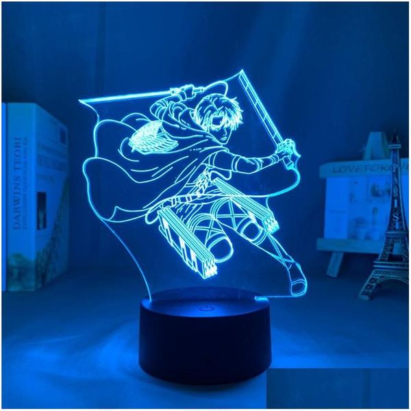 Veilleuses attaque sur Titan lampe LED pour chambre décoration enfants cadeau Table 3D AOT livraison directe éclairage intérieur Otcld