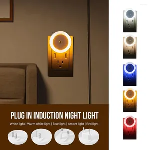 Veilleuses LED avec capteur de mouvement automatique, lampe de chevet enfichable, couloir intérieur, chambre à coucher, salon, escalier, rouge/bleu/blanc/éclairage chaud