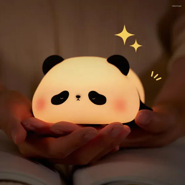 Lumières nocturnes décor de chambre de bébé Lumière adorable panda avec minuteur tactile Contrôle de la lampe décorative en silicone dimmable pour pépinière de chevet