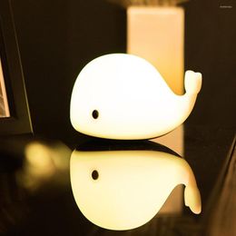 Nachtlichten babykamer led walvis cartoon licht voor kinderen schattige draagbare siliconen lamp oogbescherming slaapkamer decor lampa