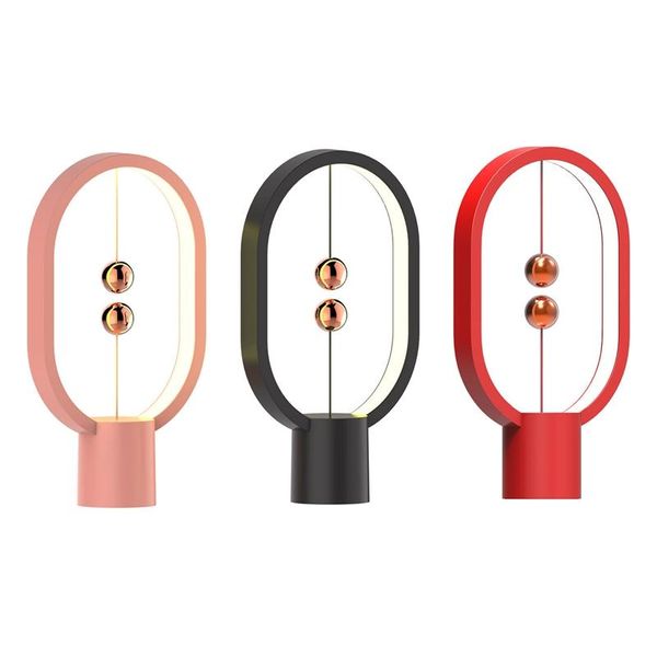 Veilleuses Balance lampe Ellipse magnétique LED Table mi-air interrupteur lumière cadeau créatif minimaliste chevet décor à la maison