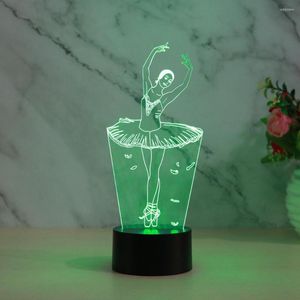 Night Lights Ballerina 3D lamp touch touch Remote Control Decoration cadeau sfeer zeven kleurenlicht