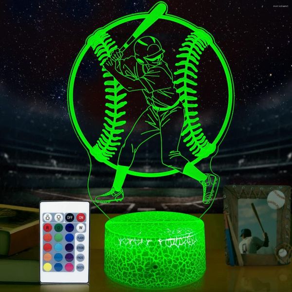 Veilleuses de Baseball, cadeaux Cool, 16 couleurs changeantes, lampe de décoration de chambre de chevet, fête d'anniversaire et de noël pour enfants