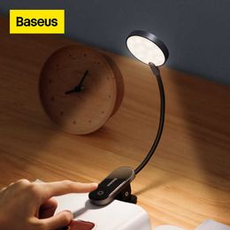 Nachtlichten Baseus LED -clip Tafellamp Stepless Dimable Wireless Desk Lamp Touch USB Oplaadbare leeslicht LED Nacht Licht Laptoplamp P230325