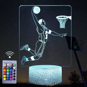 Night Lights Basketball Slam Dunk 3D Lamp Acryl USB LED Nachtlichten Neon Sign Christmas Decorations For Home Slaapkamer Verjaardagscadeaus P230331