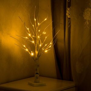 Nachtlichten Batterij bedienen 45 cm 60 cm LED Wit Birch Tree Light Tafel Kerstmis Slaapkamer Decoratieve takken Lampen