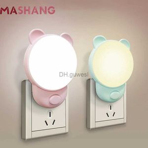 Veilleuses Ours veilleuses Plug In EU 220V Dimmable Led veilleuse lampe de chevet pour enfants enfants veilleuse YQ240207