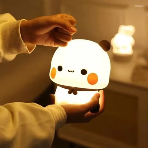 Luces de noche Oso Panda Lámpara de luz LED Bubu y Dudu Lindo animal de dibujos animados Luz nocturna para niños Mesita de noche Dormitorio Sala de estar Decorativa