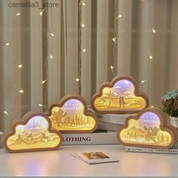 Veilleuses Chambre Décoration Veilleuse Style Nuage Lumière et Ombre Papier Sculpture Lampe Cadeau Créatif 3D Anniversaire Cadeau De Noël Lampe LED Q231114