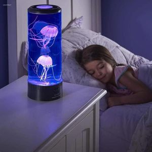 Lumières nocturnes Big LED lampe à gelée de méduse de la lampe légère de bureau décoratif décoratif de la chambre de chambre de chambre détente pour l'ambiance pour enfants enfants à la maison