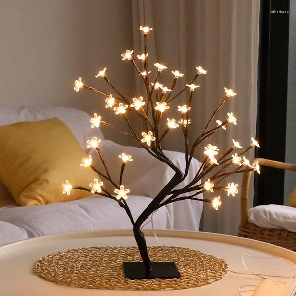 Veilleuses bonsaï arbre lumière cadeau de pâques fleur de cerisier lampe artificielle pour chambre bureau fête de noël décor intérieur