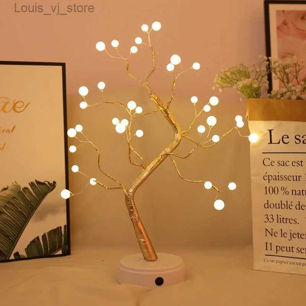 Luces de noche Bonsai Tree Light LED Night Light Árbol de Navidad Alambre de cobre Garland Lámpara para niños Decoración del dormitorio en casa Luz de hadas Luz de vacaciones YQ231214