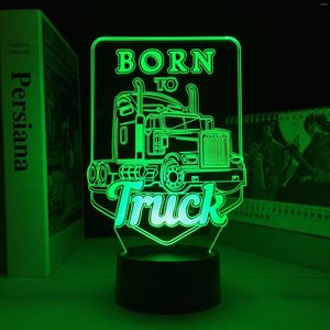 Nachtverlichting Born To Truck LED-lamp 16 kleuren veranderen Batterij aangedreven voor Gaming Room Sfeer Decor 3D Acryl Light Drop
