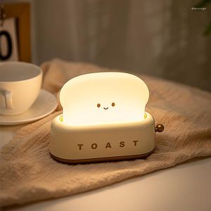 Nachtlichten Broodmaker LED LICHT USB LADING DIMING SLAAPKAMER KINDEREN TIMING Slaaplampen Fun Switch Mood Toast