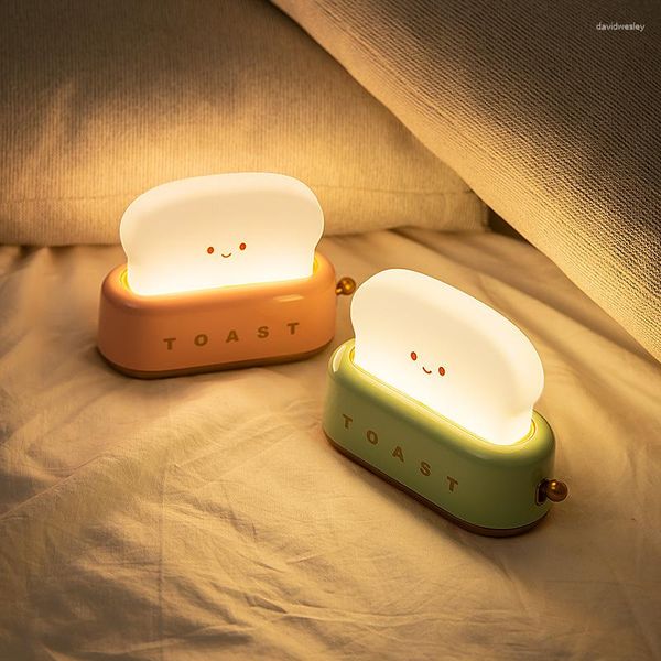 Luces nocturnas para hacer pan, luz creativa con carga USB, iluminación de atenuación, escritorio LED cálido para dormitorio, mesita de noche, sueño temporizado