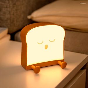 Nachtlichten Brood Toast LED Licht USB Oplaadbare timer Draagbare bedlamp Geschenken voor kinderen Kinderen Vrouwen Room Decor Birthday