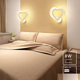 Veilleuses Brelong Chambre Salle De Mariage Veilleuse Simple Moderne Chaud Romantique Amour Personnalité Créative LED Lampe De Chevet Mur Goutte Dhxnr