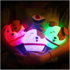 Luces nocturnas Brelong Creative Pat Light Carga USB Colorf Sile Led Night New Strange Cartoon Atmosphere Lights Drop Delivery Lights Dhlw9