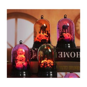 Nachtlichten Brelong Halloween Pompoenlamp Scene Kleine lampenkap Decoratie Huiskantoor Purple / oranje roze 1 PC Drop Dhr0m