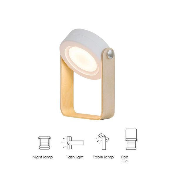 Luces nocturnas Brelong Lantern Light Table Usb Lámpara de carga Led Pequeño portátil para lectura de dormitorio Mtifunction Drop Delivery Lighting Dh0Qv