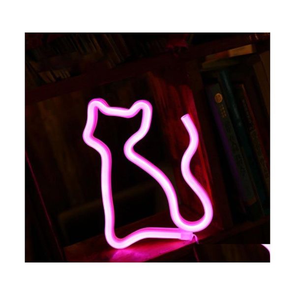 Veilleuses Brelong Led Néon Lettre Modélisation Chat Noël Bar Chambre Décoration Lumière Blanc / Rose 1 Pc Drop Delivery Éclairage Intérieur Dhe6T