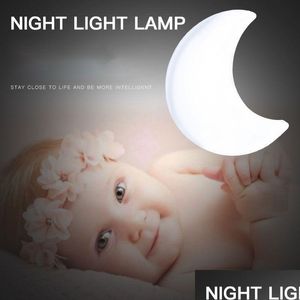 Veilleuses Brelong Nouveau LED Moonlight Night Light Capteur De Contrôle D'économie D'énergie Lampe De Chevet Intelligente Nous Plug Drop Livraison Lumières Lighti Dhgcg