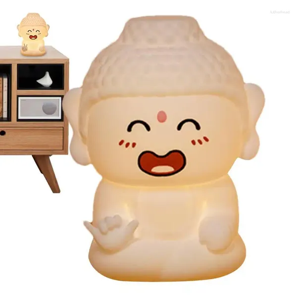 Lumières nocturnes LED BUDDHA LUMIR SOURIPT Souriant Chambre de chambre à coucher 3 couleurs Dimmable Table table de nuit