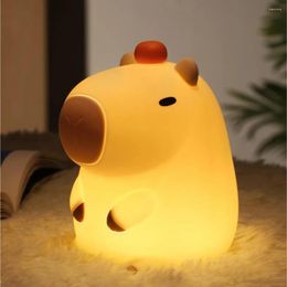 Veilleuses Capybara LED Light Lampe mignonne 800mAh Batterie Table de chevet de pépinière pour garçons filles enfants