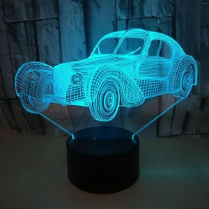 Night Lights Car USB 3D Nightlight Creative Cadeaux Light Light 7 Couleur Changement de la chambre pour enfants