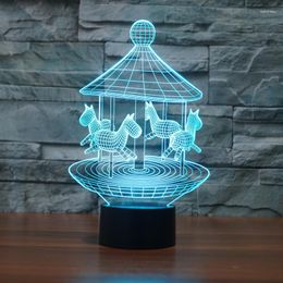 Nachtlichten Carousel 3d 7 kleurrijke aanraking lading LED Visual Light Gift Table Lamp Nieuwheid Luminaria