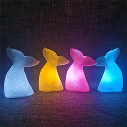 Veilleuses Carton LED queue de poisson lumière décorative Protection des yeux lampe de Table de chevet enfant cadeau pour décor Animal
