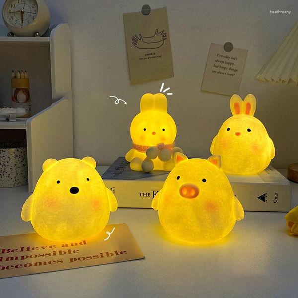 Veilleuses Carton Led Lumière BabySleeping Jouet Enfants Cadeaux De Noël Pour L'année Cochon Ours Lampe Creative Animal Décor