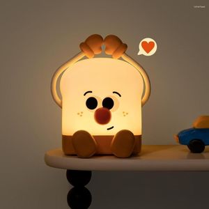 Nachtverlichting Cartoon Brood Licht Draagbare Toast Kids Lamp Telefoon Houder Ingebouwde Batterij 1200mAh Voor Studentenflat