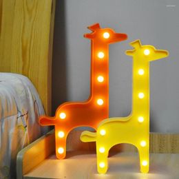 Luces nocturnas de dibujos animados para niños, luz LED de jirafa, lámparas de mesa de animales, señal de marquesina con batería, dormitorio y guardería