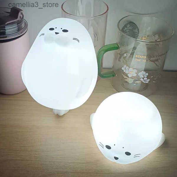 Veilleuses Dessin animé LED variateur lampe de chevet USB salon chambre animal joint lumière douce Protection des yeux veilleuse cadeaux de vacances pour enfants Q231114