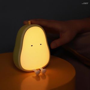 Nachtverlichting Cartoon peervormig siliconen licht oogbeschermend LED-nachtlampjes onderkant antislip verstelbare helderheid voor kind kerstcadeau